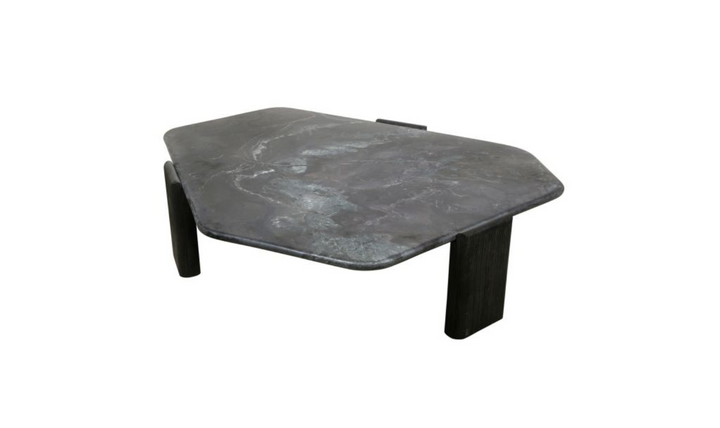 HTD Breton Hexagonal Coffee Table In Black with Lava Marble Top