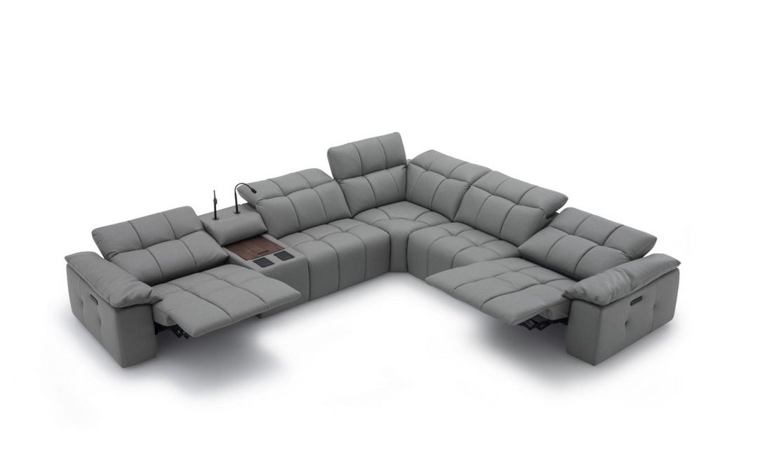 Beaumont 6 Pieces Leather Power Recliner Sectional Sofa in Premium Leather- Leahyco