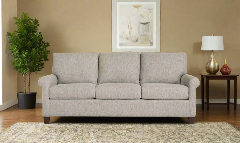 Bassett Spencer Casual Sofa with Rolled Arms- Leahyco