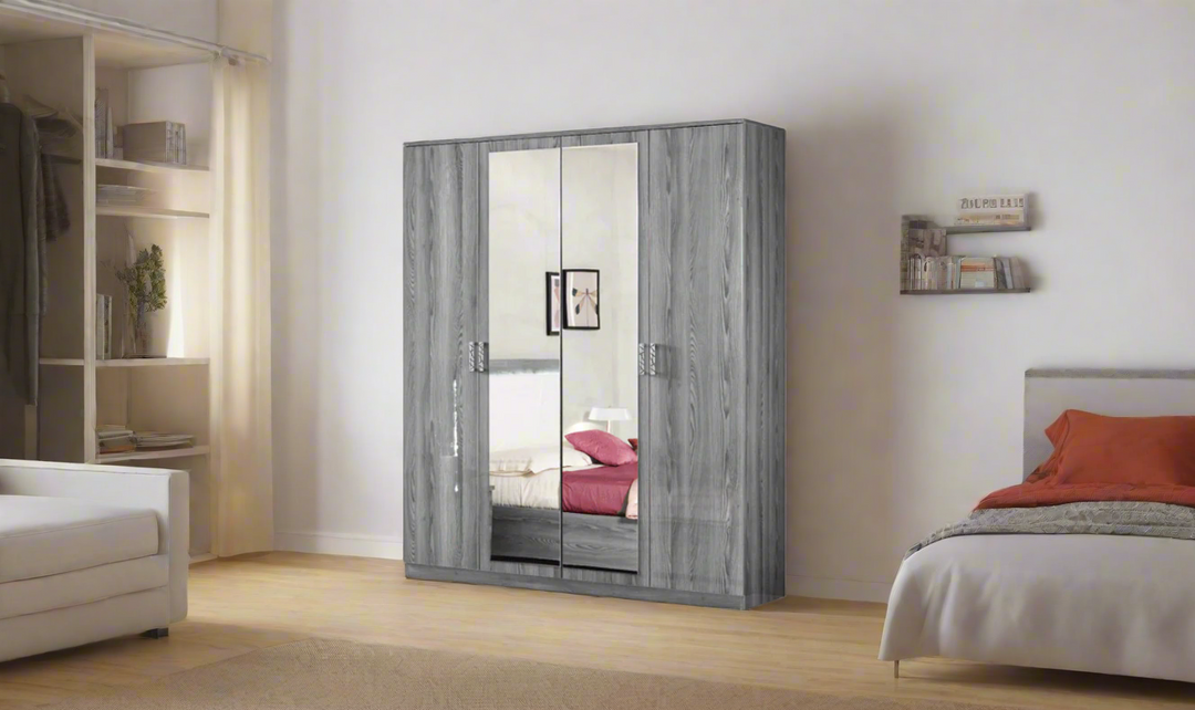 Nicole 4 Door Wardrobe With Mirror- Leahyco