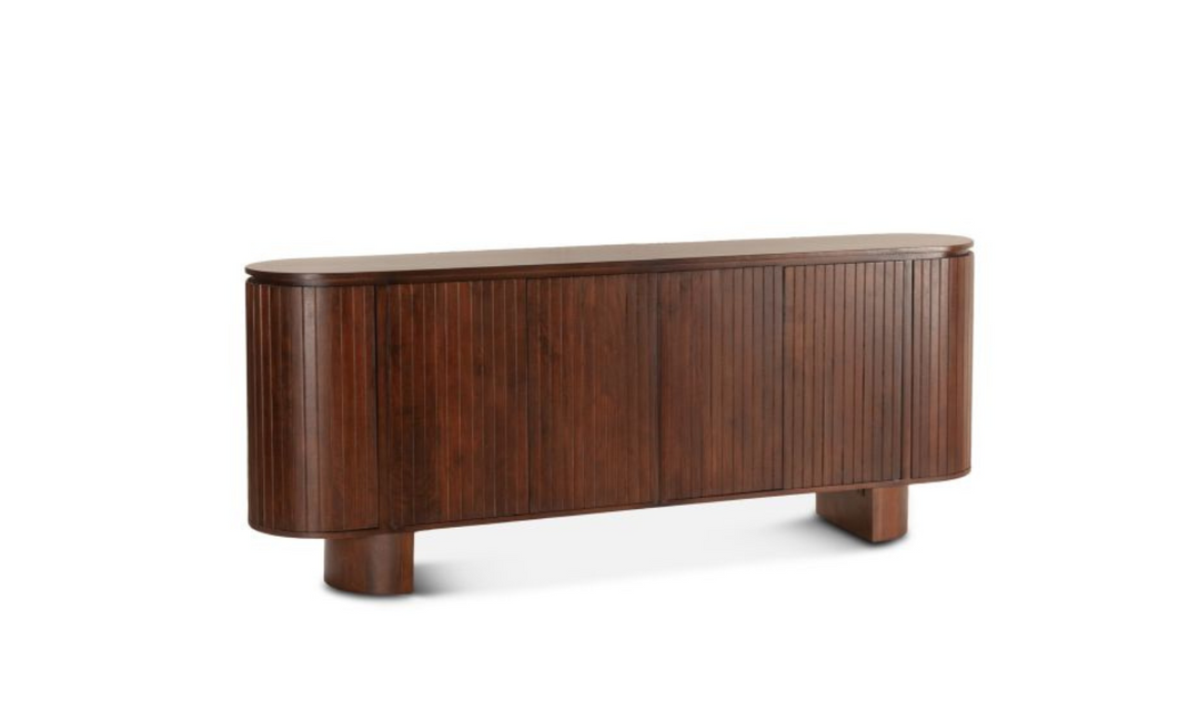 HTD Athena 79" Sideboard in Aged Mahogany Finish + Mango Wood Construction- Leahyco