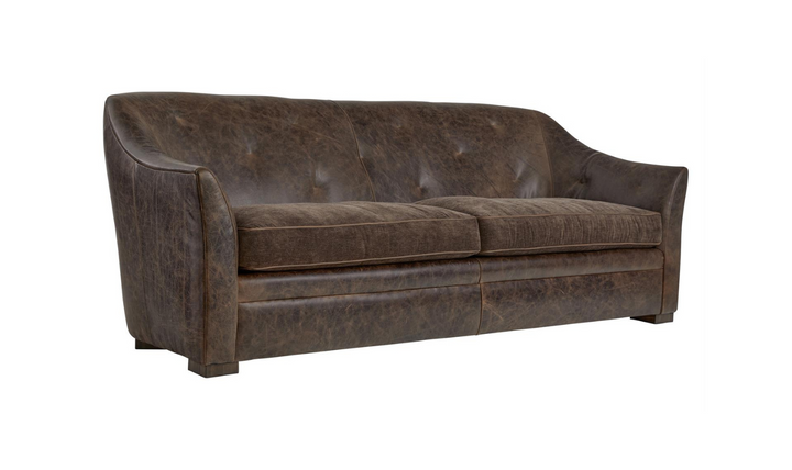 Bernhardt Brixton 2-seater Brown Leather Sofa with Luxe Feather Down Cushion- Leahyco