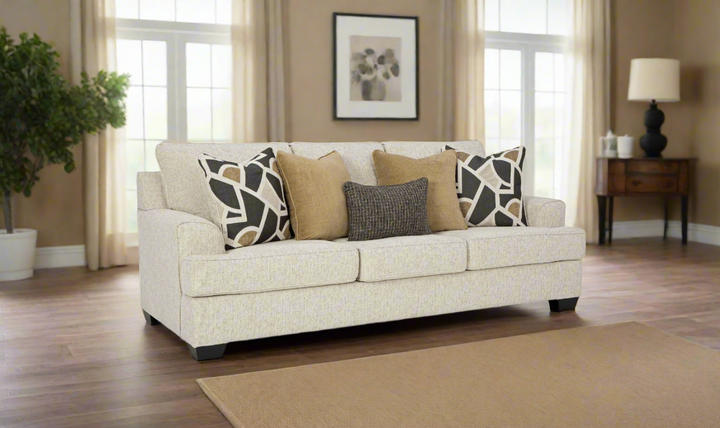 Ashley Heartcort 3-Seater Fabric Sofa With 5 Pillows and Track Arms- Leahyco