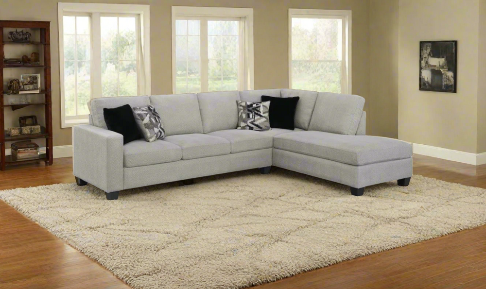 Whitson L-Shaped Fabric Sectional Sofa with Rolled Arms- Leahyco