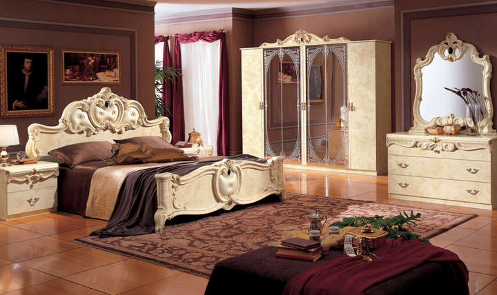 ESF Italia Barocco Bedroom Set In Ivory (Queen/King)