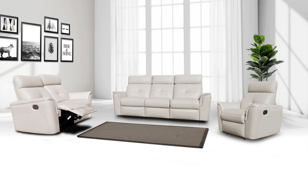 ESF Italia Adonis Leather Manual Recliner Living Room Set- Leahyco