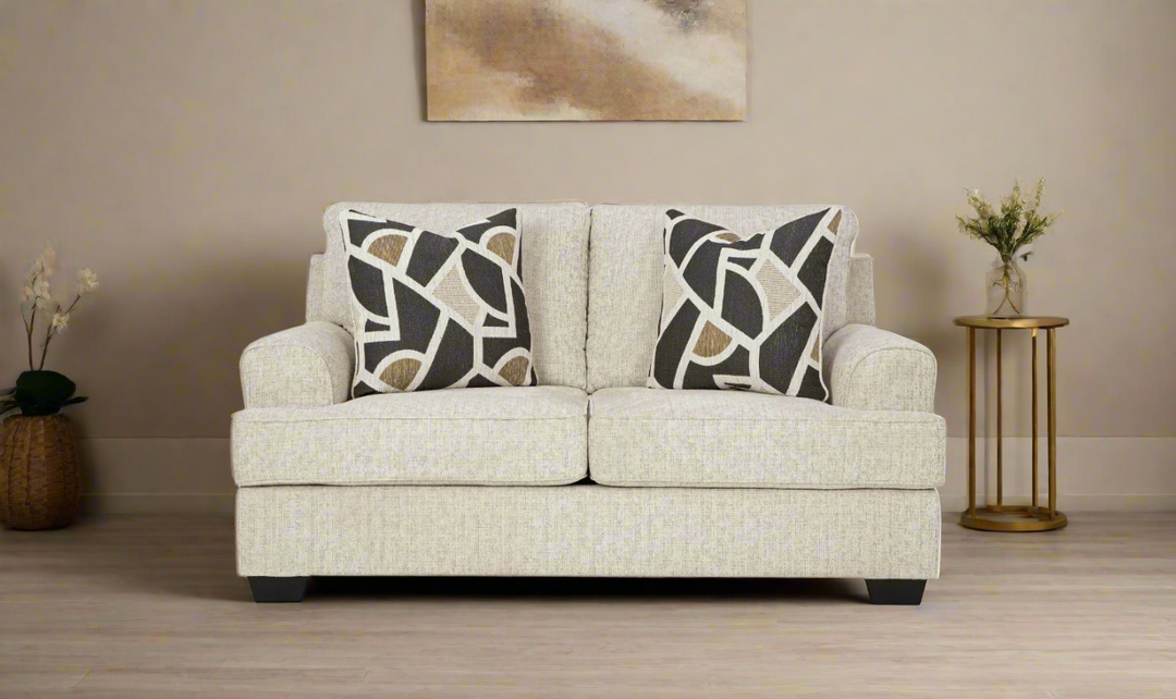 Heartcort Loveseat in fabric with 2 Pillows- Leahyco