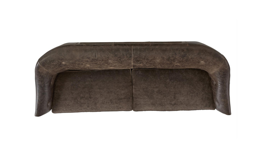 Bernhardt Brixton 2-seater Brown Leather Sofa with Luxe Feather Down Cushion- Leahyco