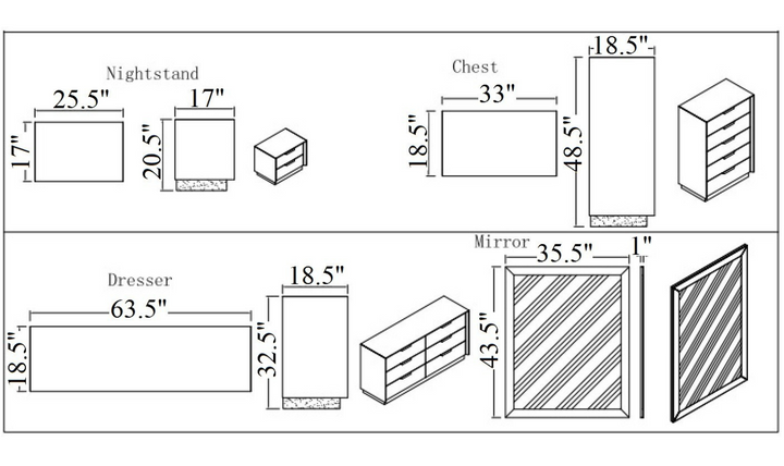 Monte Leone King/Queen Size Bed Bedroom Set- Leahyco