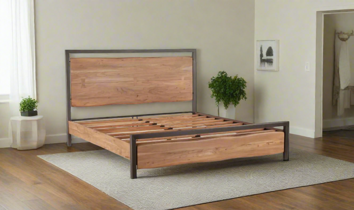 HTD Aspen King/Queen Size Wooden Bed With Deep Walnut Finish