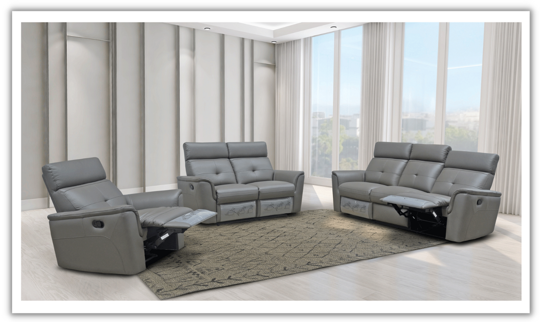 ESF Italia Adonis Leather Manual Recliner Living Room Set- Leahyco