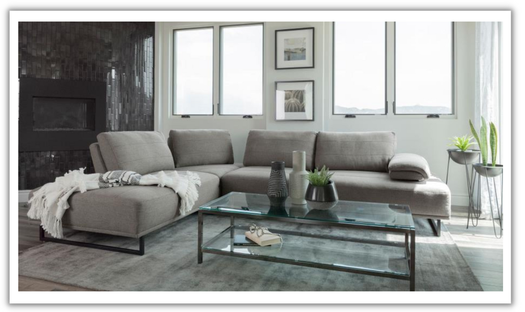 Arden L-Shaped 4-Seater Fabric Sectional Sofa in Taupe-Leahyco