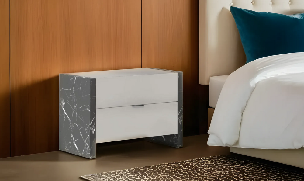 Leahyco Italia Mah Jong 2-Drawers Nightstand in Gray-Leahyco