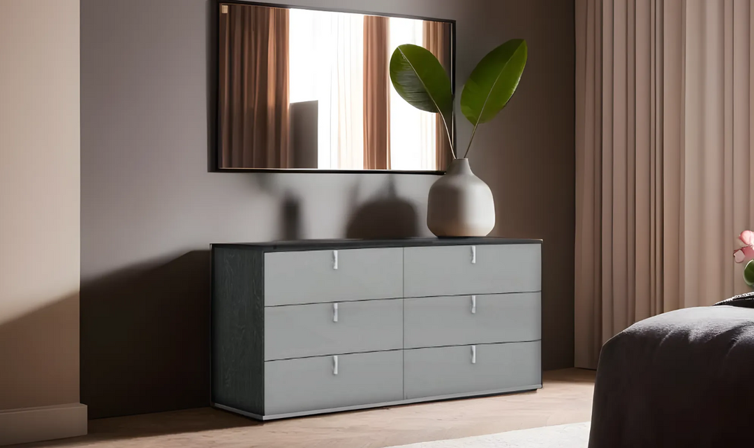 Leahyco Italia Tiramolla 6 Drawer Dresser in Gray-Leahyco