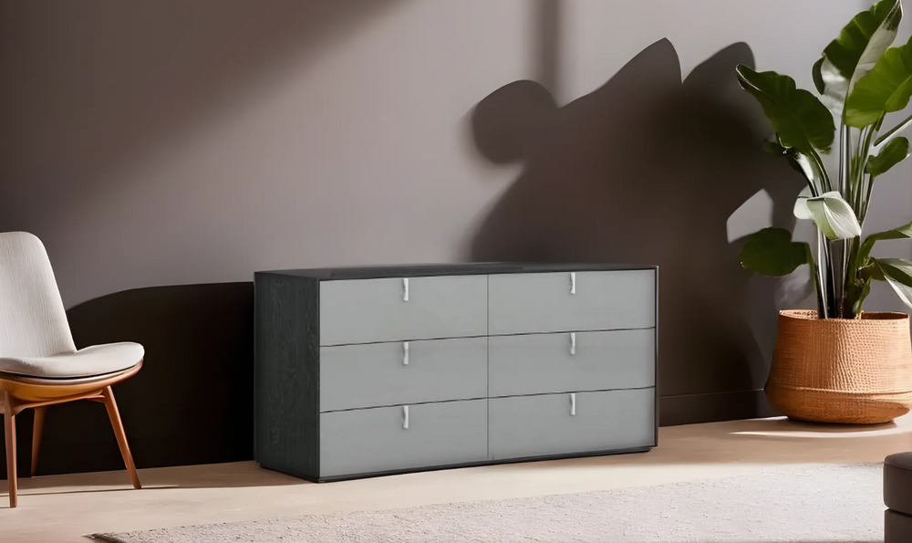 Leahyco Italia Tiramolla 6 Drawer Dresser in Gray-Leahyco