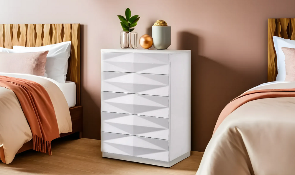 Leahyco Italia Bubble 5 Drawer Chest in White-Leahyco