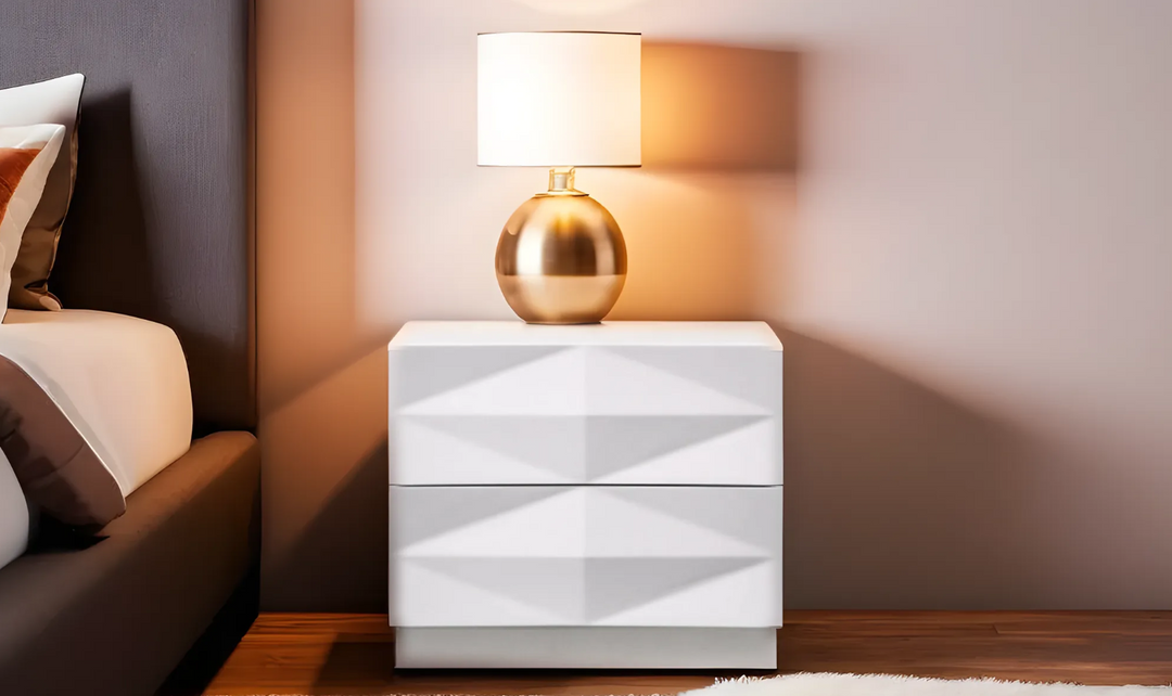 Leahyco Italia Bubble 2-Drawers Nightstand in White Lacquer Finish-Leahyco