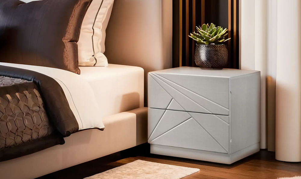 Leahyco Italia Brio 2-Drawers Nightstand in Light Gray-Leahyco