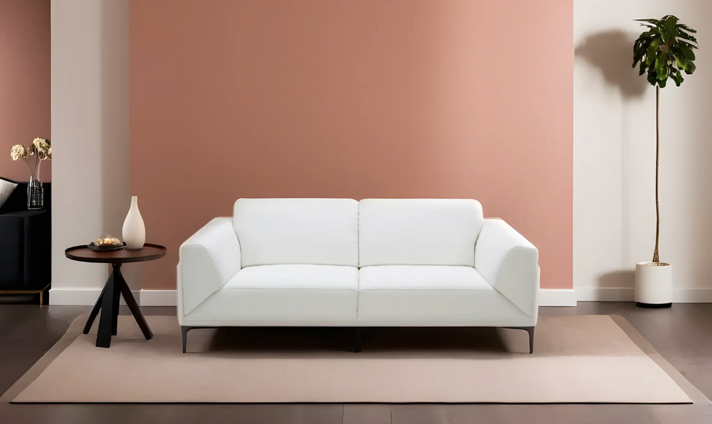 Leahyco Italia Groove 2-Seater Stationary Leather Sofa in White-Leahyco