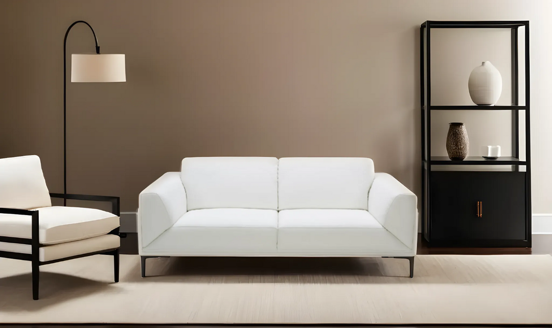 Leahyco Italia Groove 2-Seater Stationary Leather Sofa in White-Leahyco