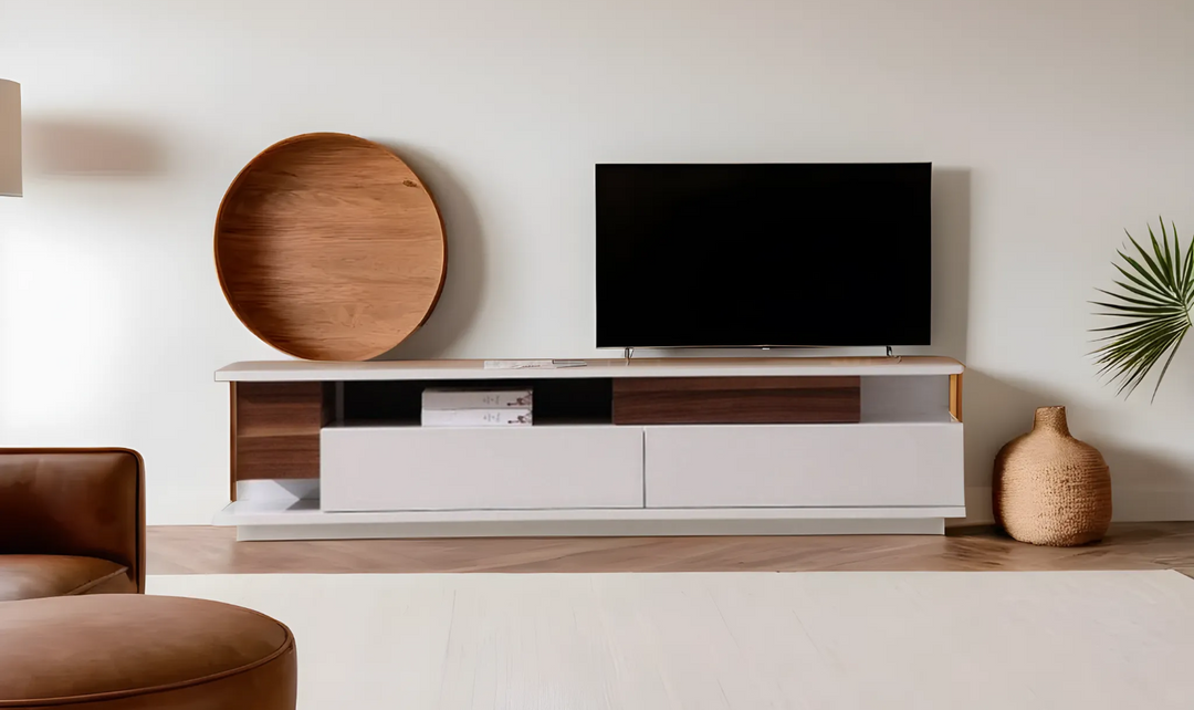 Leahyco Italia Cela Modern TV Stand with 2 Large Drawers in White-jennifer Furniture