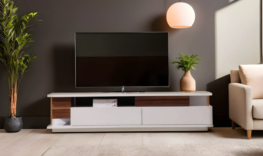 Leahyco Italia Cela Modern TV Stand with 2 Large Drawers in White-jennifer Furniture