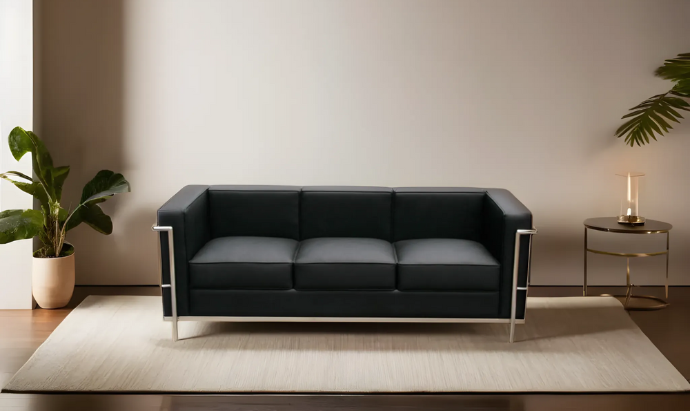 Leahyco Italia Dedicace 3-Seater Leather Sofa in Stainless Steel Frame-Leahyco