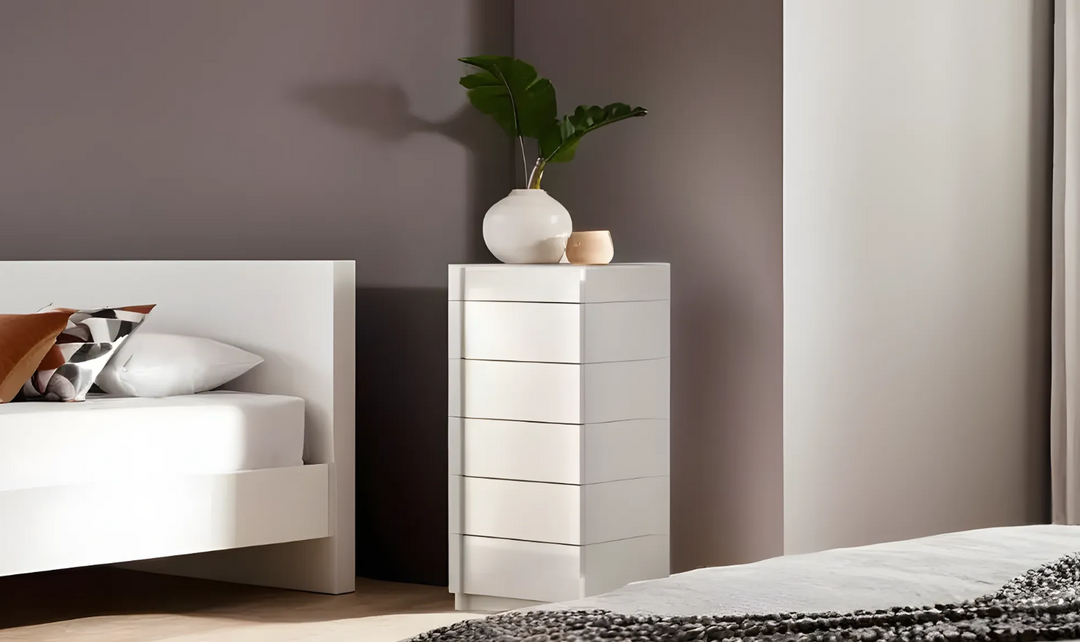 Leahyco Italia Monceau Premium Chest with 6 Drawers in White Lacquer Finish-Leahyco