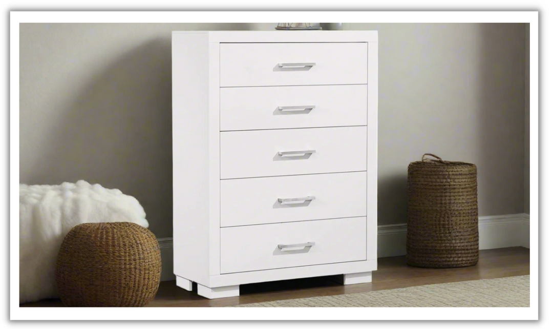 Coaster Furniture Jessica 5 Drawer Chest in White-Leahyco