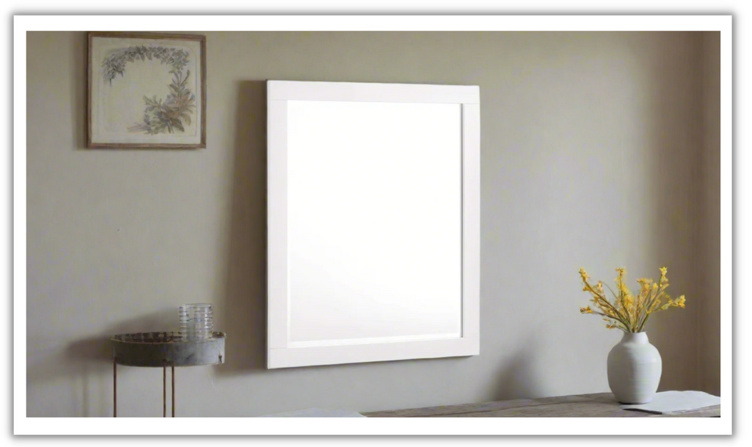 Coaster Furniture Jessica Mirror in White Wooden Frame-Leahyco