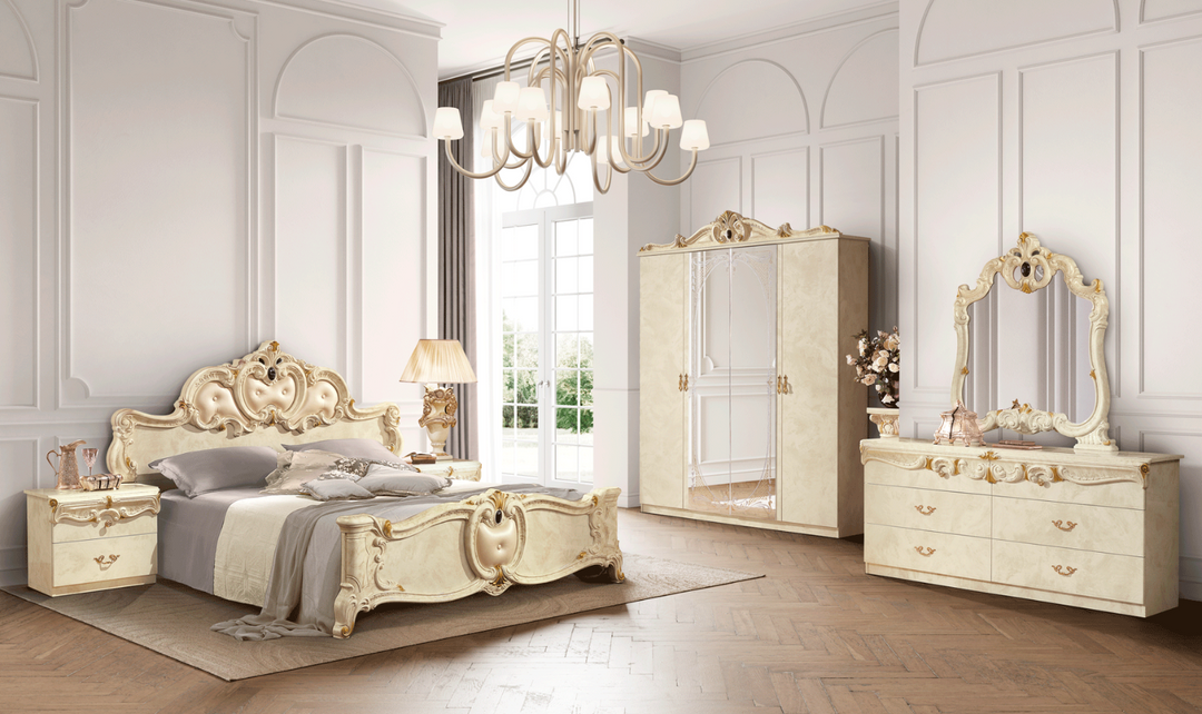 ESF Italia Barocco Bedroom Set In Ivory (Queen/King)