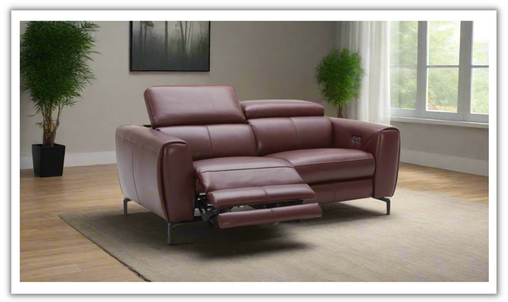 Lorenzo Italian Leather Reclining Loveseat- Leahyco