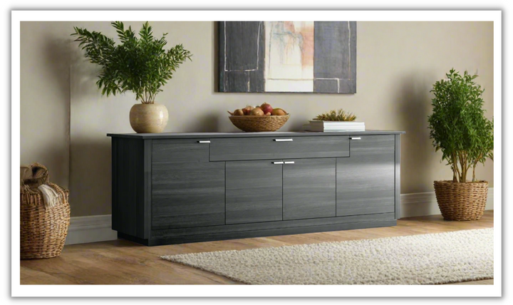 ESF Italia Vulcano 4-Doors Dark Gray Buffet with Wooden Base- Leahyco