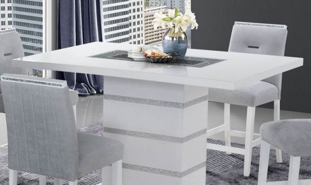 Monaco 5 Piece Bar Set In White and Gray-Leahyco