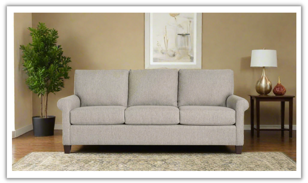 Bassett Spencer Casual Sofa with Rolled Arms- Leahyco