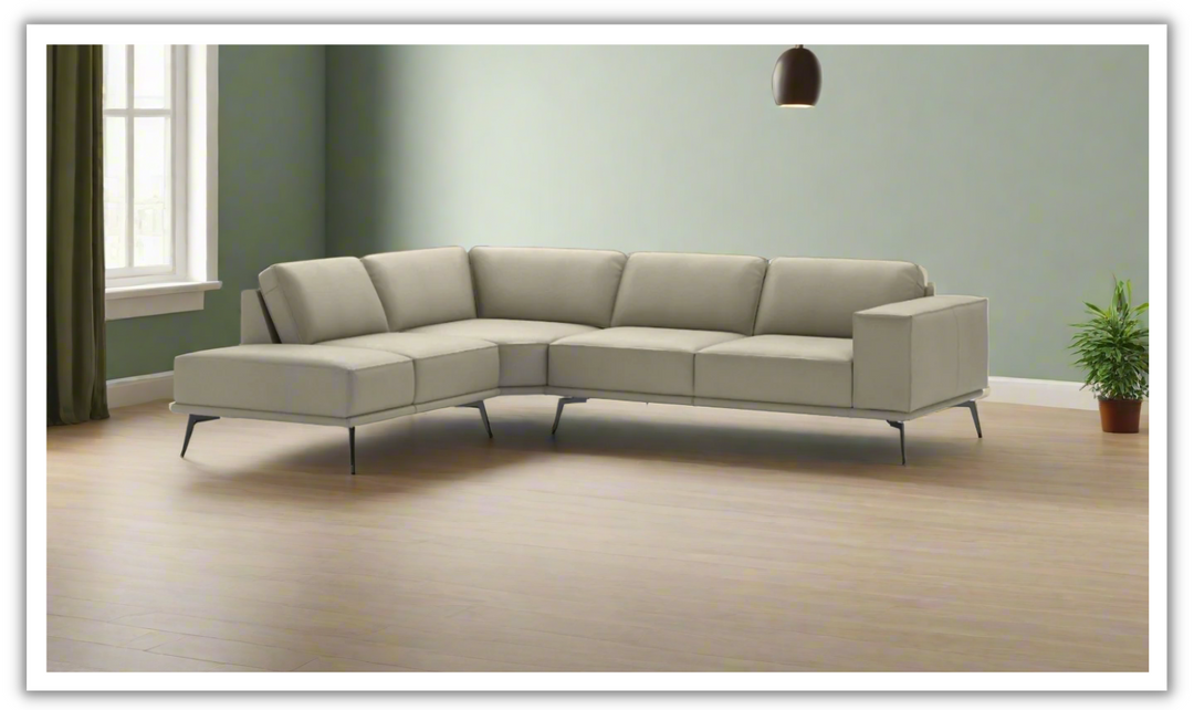 ESF Italia Manhattan Ivory L-shaped Leather Sectional Sofa