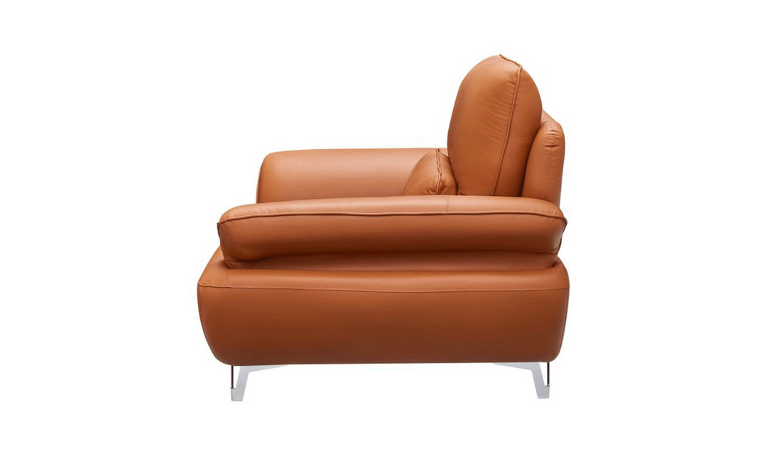 ESF Furniture Top Grain Leather Avianna Living Room Set in Orange