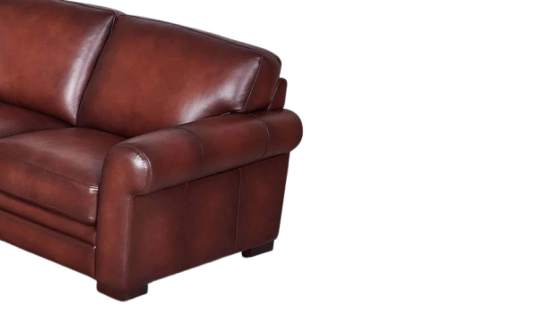 Brookfield 2-Seater Waxy Pull-up Leather Loveseat- Leahyco