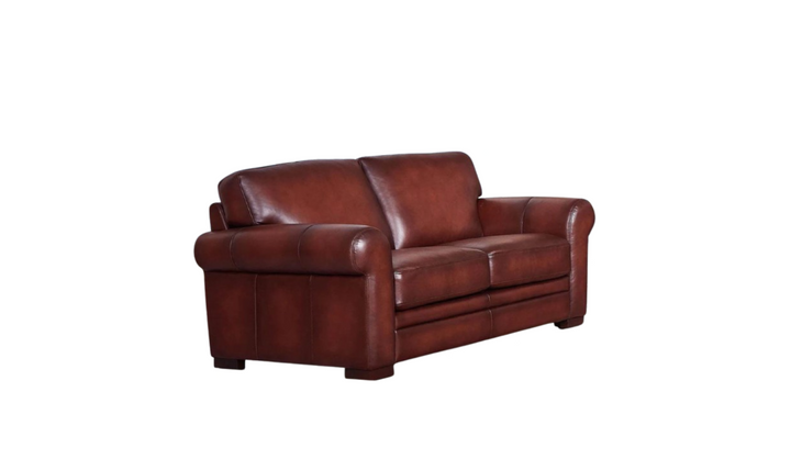 Brookfield 2-Seater Waxy Pull-up Leather Loveseat- Leahyco