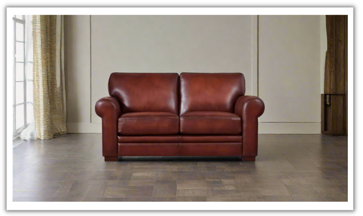 Brookfield 2-Seater Waxy Pull-up Leather Loveseat- Leahyco