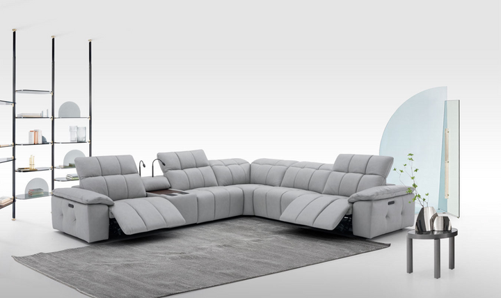 Beaumont 6 Pieces Leather Power Recliner Sectional Sofa in Premium Leather- Leahyco