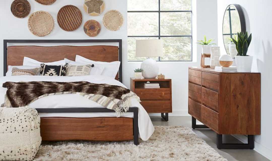 HTD Aspen King/Queen Size Wooden Bed With Deep Walnut Finish