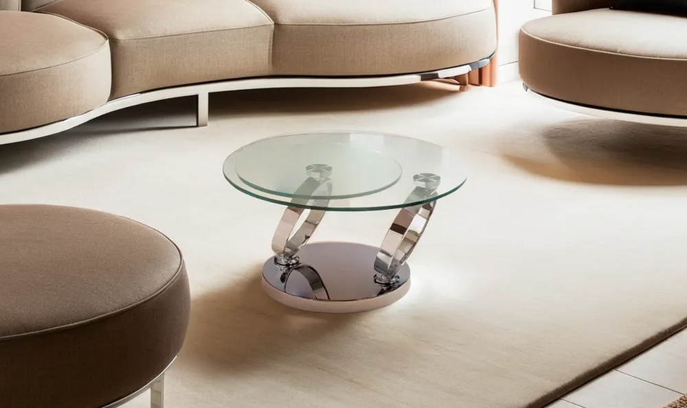 Leahyco Italia Silo Round Coffee Table With Glass Top-Leahyco