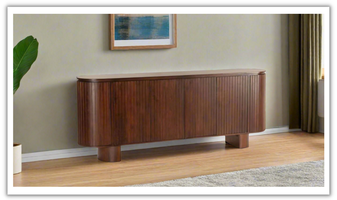 HTD Athena 79" Sideboard in Aged Mahogany Finish + Mango Wood Construction- Leahyco