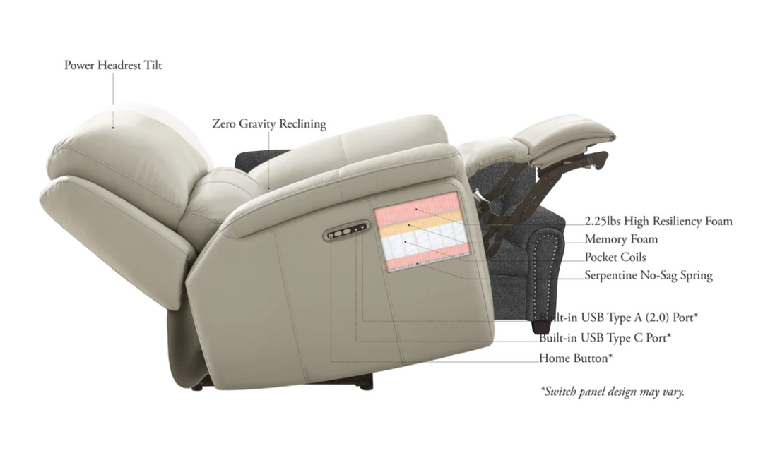 Hydeline Torino 3-Seater Power Headrest Zero Gravity Recliner Sofa