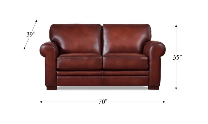 Brookfield 2-Seater Waxy Pull-up Leather Loveseat- Leahyco