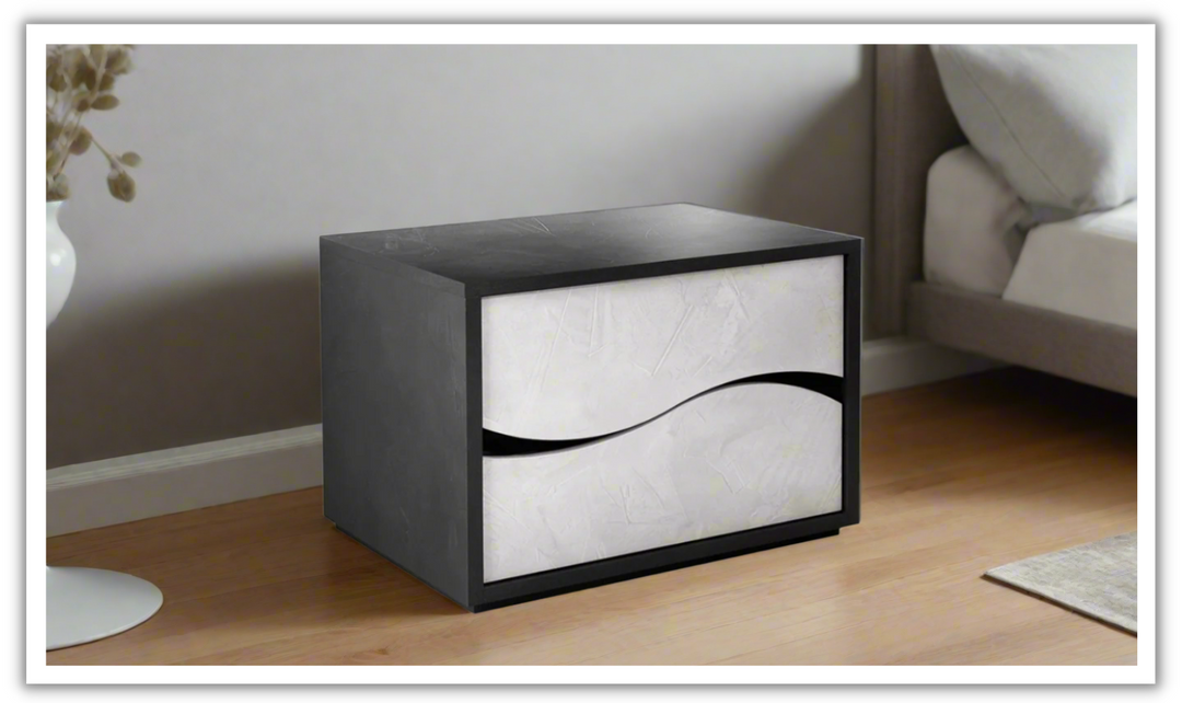 ESF Italia Ischia Rectangular 2-Drawers Nightstand In Mat Finish- Leahyco