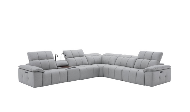 Leahyco Italia Beaumont 6 Pieces Leather Power Recliner Sectional Sofa in Premium Leather