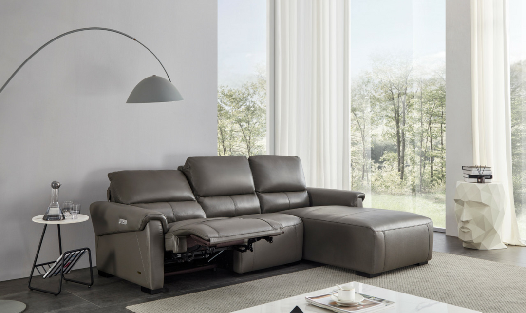 Maria Leather Electric Recliner Sectional Sofa- Leahyco