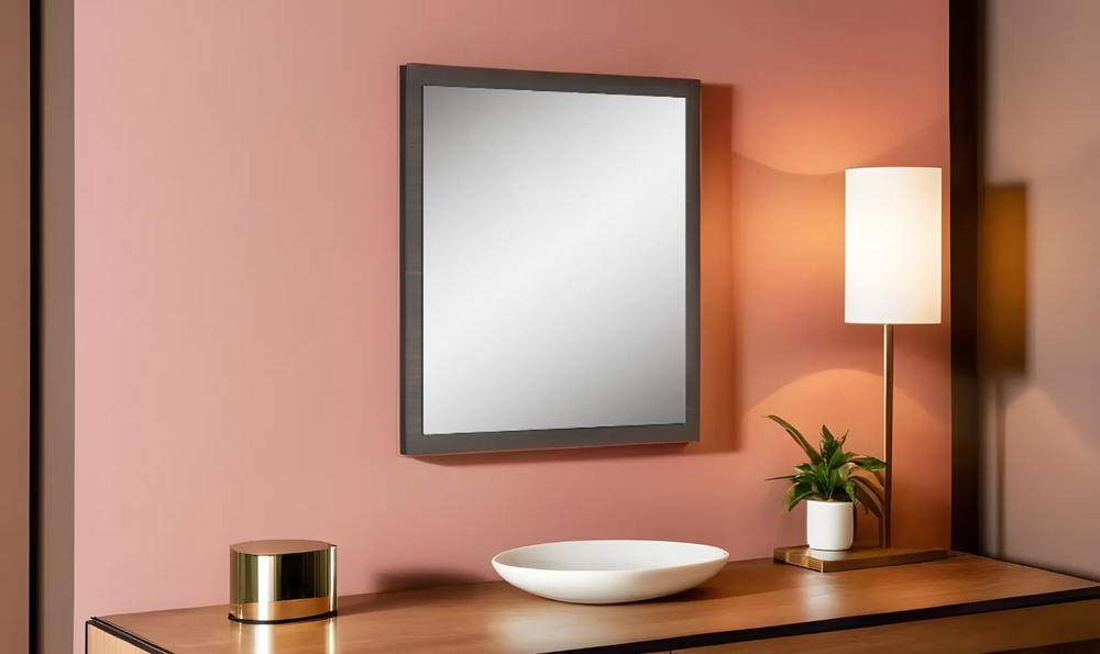 Travertine Premium Wooden Mirrror In Gray - Leahyco